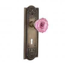 Nostalgic Warehouse 722849 - Nostalgic Warehouse Meadows Plate with Keyhole Single Dummy Crystal Pink Glass Door Knob in Antiqu