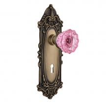 Nostalgic Warehouse 723045 - Nostalgic Warehouse Victorian Plate with Keyhole Single Dummy Crystal Pink Glass Door Knob in Anti