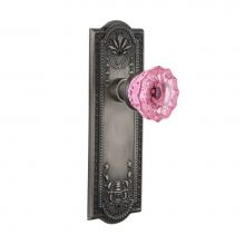 Nostalgic Warehouse 724567 - Nostalgic Warehouse Meadows Plate Privacy Crystal Pink Glass Door Knob in Antique Pewter