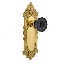 Nostalgic Warehouse 726778 - Nostalgic Warehouse Victorian Plate Passage Crystal Black Glass Door Knob in Polished Brass