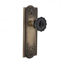 Nostalgic Warehouse 726927 - Nostalgic Warehouse Meadows Plate Single Dummy Crystal Black Glass Door Knob in Antique Brass