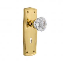 Nostalgic Warehouse 701222 - Nostalgic Warehouse Prairie Plate with Keyhole Single Dummy Crystal Glass Door Knob in Polished Br