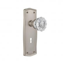 Nostalgic Warehouse 704469 - Nostalgic Warehouse Prairie Plate with Keyhole Passage Crystal Glass Door Knob in Satin Nickel