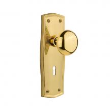 Nostalgic Warehouse 701114 - Nostalgic Warehouse Prairie Plate with Keyhole Single Dummy New York Door Knob in Polished Brass