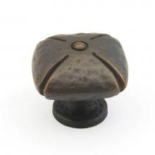 Schaub and Company 251-ABZ - Knob, Square, Ancient Bronze, 1-1/2'' dia