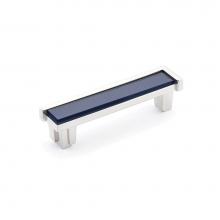 Schaub and Company 27-SN-SB - Pull, Satin Nickel, Steel Blue Glass, 4'' cc