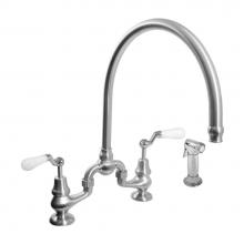 Sigma 7.57482042.28 - Sancerre Bridge Kitchen Faucet with High-Arc Spout, Handspray, and 482 Offset Lever in Satin Coppe