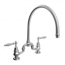 Sigma 7.57486040.26 - Sancerre Bridge Kitchen/Bar Faucet with High-Arc Spout and 486 Finial Lever in Polished Chrome