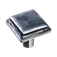 Sietto K-1302-PC - Geomtric Square Irid Black On Square Polished Chrome Knob