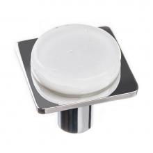 Sietto M-1300-PC - Geomtric Round White On Square Polished Chrome Knob