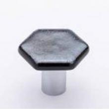 Sietto K-1702-PC - Hexagon Irid Silve Black Knob With Pc Base