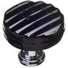 Sietto R-802-PC - Reed Black Round Knob With Polished Chrome Base