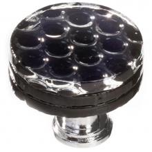 Sietto R-902-SN - Honeycomb Black Round Knob With Satin Nickel Base