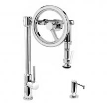 Waterstone 5130-2-PG - Waterstone Endeavor Wheel Pulldown Faucet - Lever Sprayer - 2pc. Suite