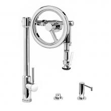 Waterstone 5130-3-PG - Waterstone Endeavor Wheel Pulldown Faucet - Lever Sprayer - 3pc. Suite