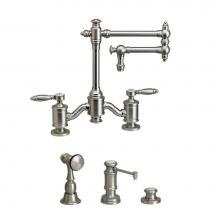 Waterstone 6100-12-3-WB - Towson Bridge Faucet - 12'' Articulated Spout - Lever Handles - 3Pc. Suite