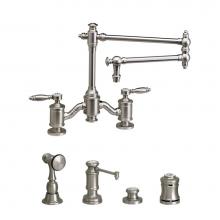 Waterstone 6100-18-4-PG - Waterstone Towson Bridge Faucet - 18'' Articulated Spout - Lever Handles - 4pc. Suite