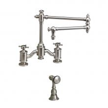 Waterstone 6150-18-1-WB - Towson Bridge Faucet - 18'' Articulated Spout - Cross Handles W/ Side Spray