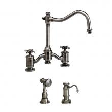 Waterstone 6250-2-PG - Waterstone Annapolis Bridge Faucet - Cross Handles - 2pc. Suite