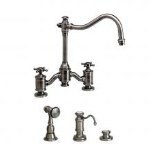 Waterstone 6250-3-PG - Waterstone Annapolis Bridge Faucet - Cross Handles - 3pc. Suite