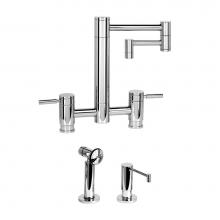 Waterstone 7600-12-2-PG - Waterstone Hunley Bridge Faucet - 12'' Articulated Spout - 2pc. Suite