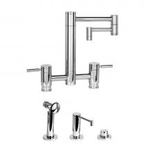 Waterstone 7600-12-3-PG - Waterstone Hunley Bridge Faucet - 12'' Articulated Spout - 3pc. Suite