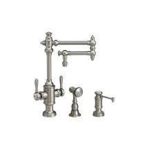 Waterstone 8010-12-2-SG - Waterstone Towson Two Handle Kitchen Faucet - 12'' Articulated Spout - 2pc. Suite