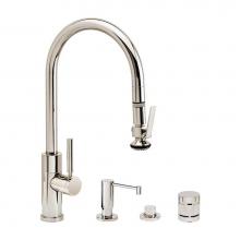 Waterstone 9850-4-PG - Waterstone Modern PLP Pulldown Faucet - Lever Sprayer - 4pc. Suite