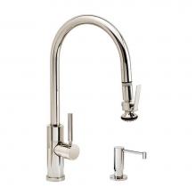 Waterstone 9860-2-PG - Waterstone Modern PLP Pulldown Faucet - Lever Sprayer - Angled Spout - 2pc. Suite