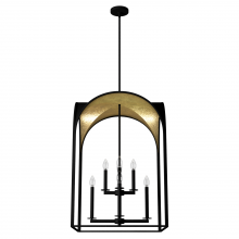 Hunter 19735 - Hunter Dukestown Natural Black Iron and Gold Leaf 8 Light Pendant Ceiling Light Fixture