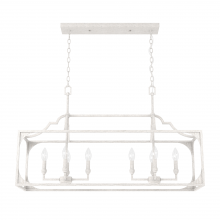 Hunter 19290 - Hunter Highland Hill Distressed White 8 Light Chandelier Ceiling Light Fixture