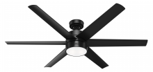 Hunter 59624 - Hunter 60 inch Solaria ENERGY STAR® Matte Black Damp Rated Ceiling Fan with LED Light Kit