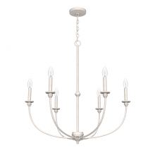 Hunter 19635 - Hunter Southcrest Distressed White 6 Light Chandelier Ceiling Light Fixture