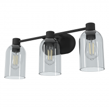 Hunter 19709 - Hunter Lochemeade Natural Black Iron with Smoked Glass 3 Light Bathroom Vanity Wall Light Fixture