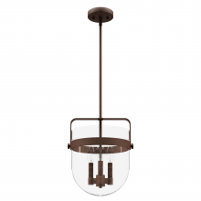 Hunter 19832 - Hunter Karloff Textured Rust with Clear Glass 3 Light Pendant Ceiling Light Fixture