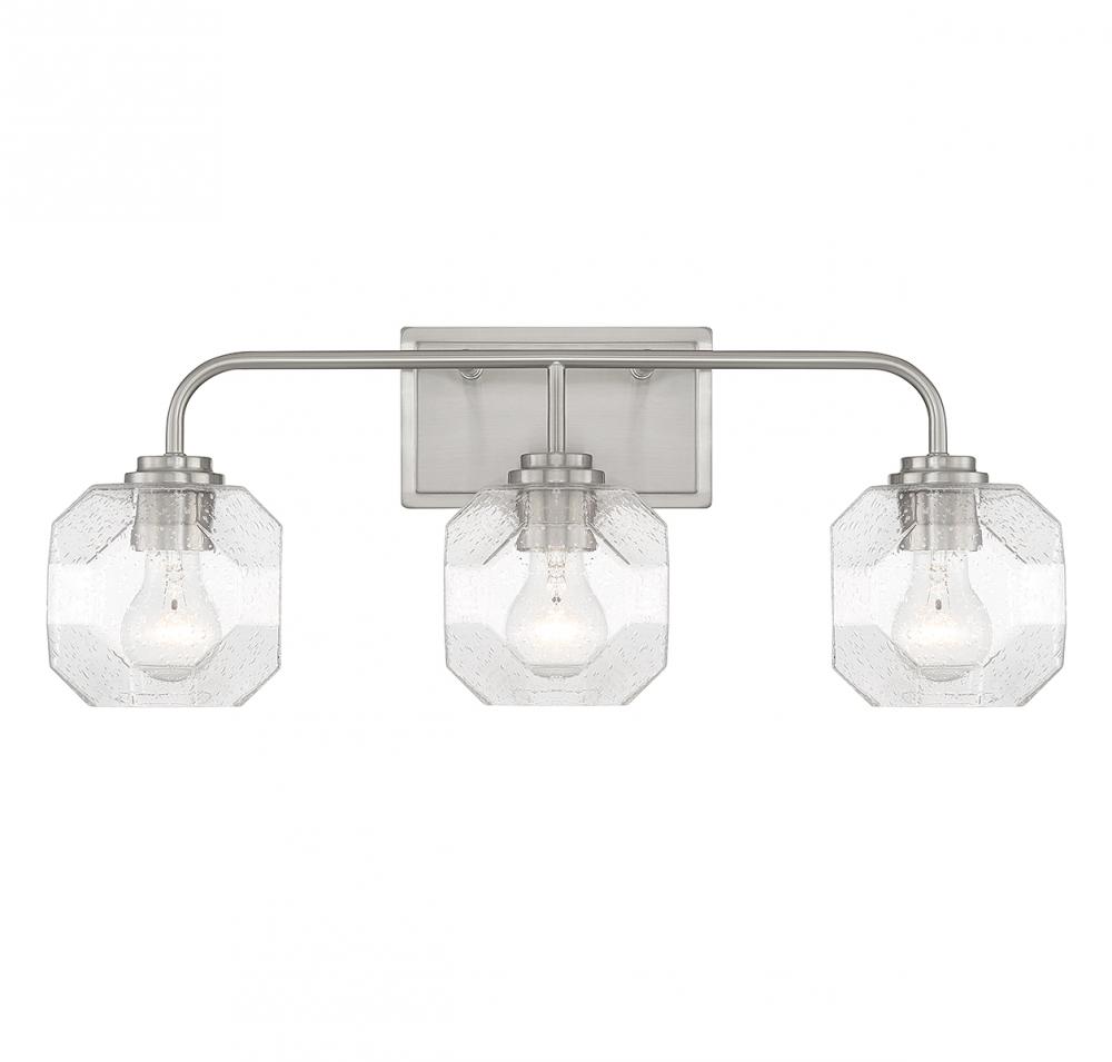 Baldwin 3-Light Bathroom Vanity Light in Satin Nickel Baldwin 3-Light Bathroom Vanity Light in Satin Nickel