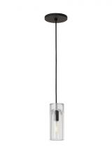 Visual Comfort & Co. Modern Collection SLPD277CB-L - Sean Lavin Horizon 1-Light dimmable small accent pendant with nightshade black finish & glass shade