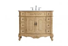  VF10142AB-VW - 42 Inch Single Bathroom Vanity in Light Antique Beige with Ivory White Engineered Marble