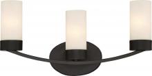 Nuvo 60/6323 - Denver - 3 Light Vanity with Satin White Glass - Mahogany Bronze Finish